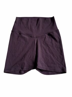 offline by aerie High-Waist Ribbed Bike Shorts - Deep Plum/ coral betty size M